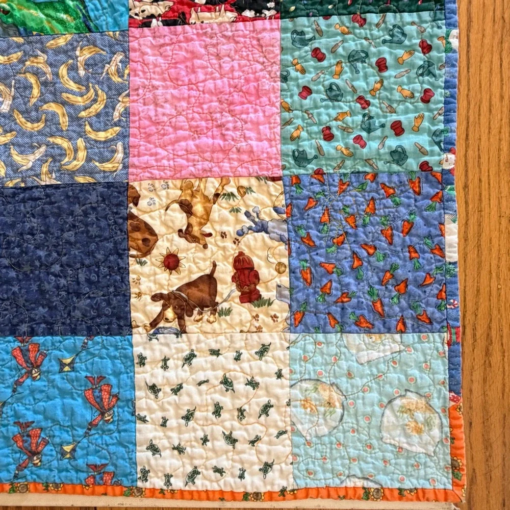 Patchwork mixed prints small hand crafted quilt